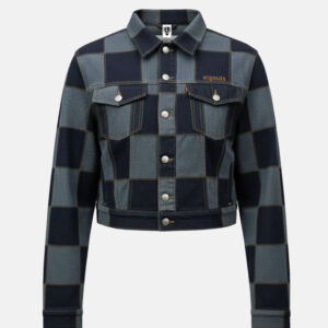 OG CHECKERED DENIM CROP JACKET